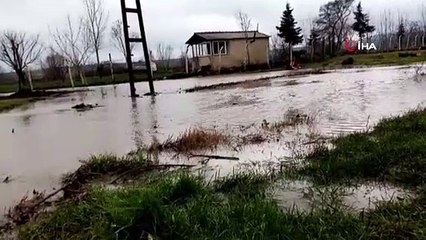 Tekirdağ'da dereler taştı, tarlalar göle döndü