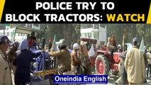 Farmers-police scuffle | Farmers drive tractors to Raj Bhavan | Oneindia News