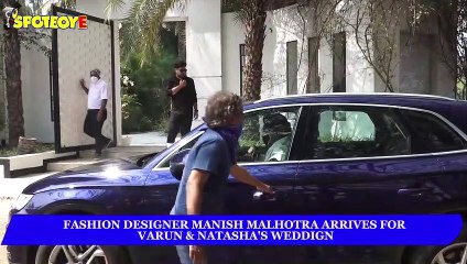 Fashion Designer Manish Malhotra arrives for Varun & Natasha's wedding