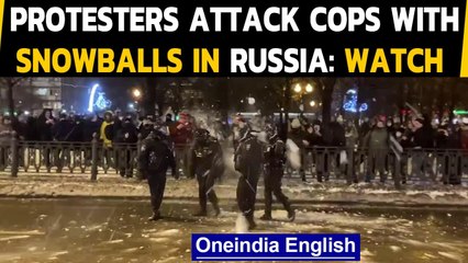 Russia: Protester pelted snowballs on police in an anti-Putin protest, over 2000 arrested | Oneindia