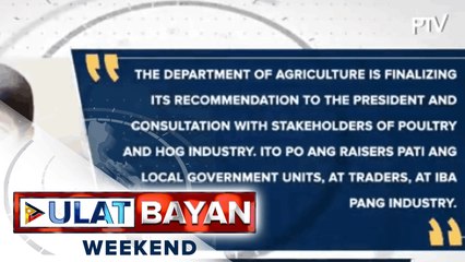 DA, inirekomenda ang pagpapatupad ng price freeze sa baboy at manok