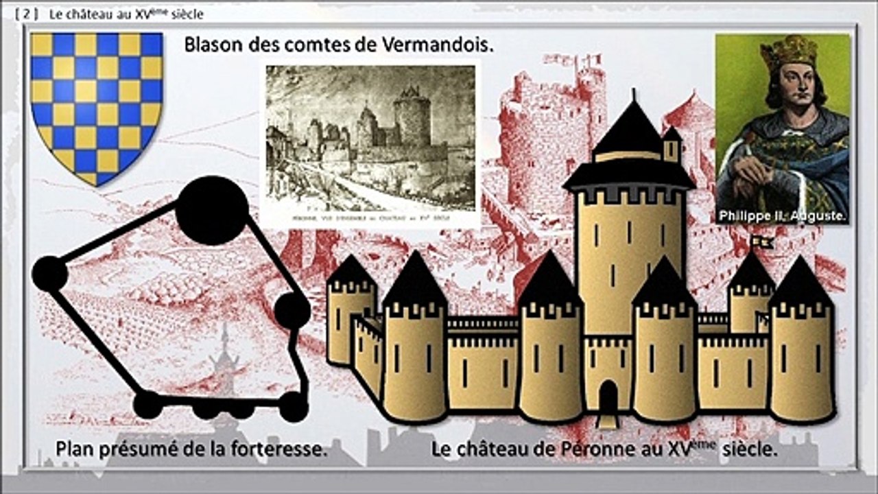 112 - PERONNE, BALADE DANS LE TEMPS,  -- Le château, du 13è siècle au siècle dernier.