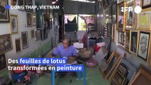 Un artiste vietnamien transforme des feuilles de lotus en peintures