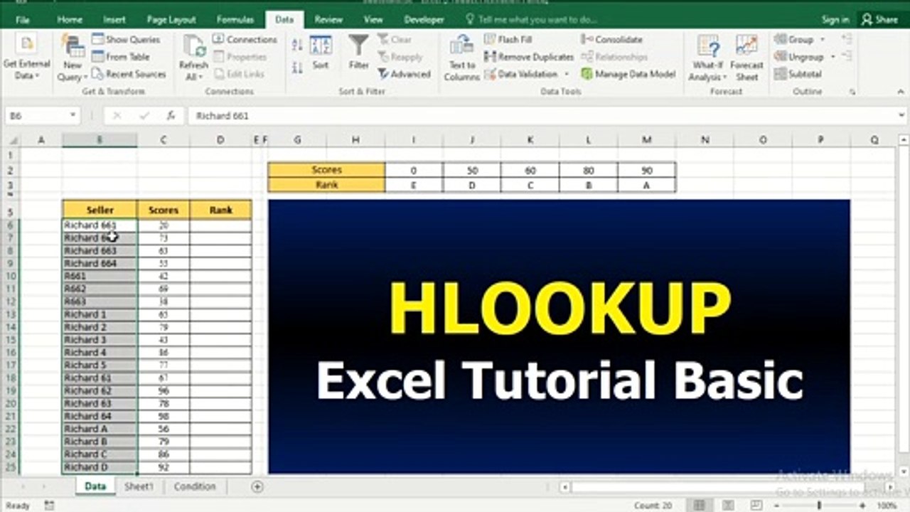 19 Excel Tutorial Basic - HLOOKUP Function