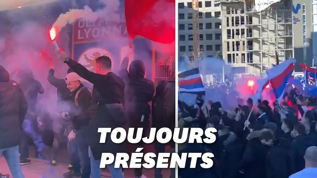 ASSE-OL: les supporters lyonnais encouragent leur équipe avant le derby, Covid ou pas