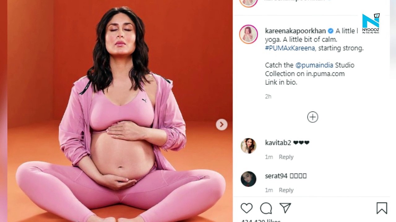 Kareena Kapoor flaunts baby bump as she does yoga, shares her fitness mantra