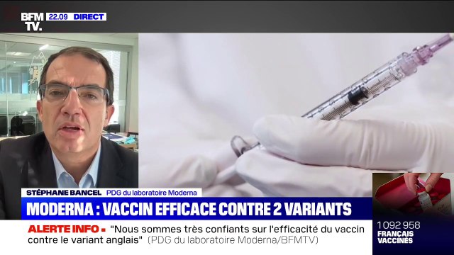 Stéphane Bancel: Le nombre de vaccins fourni chaque mois [par Moderna] ne va faire qu'augmenter jusqu'à l'été au moins