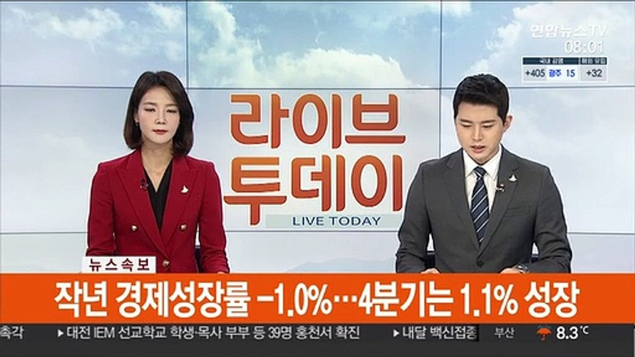 [속보] 작년 경제성장률 -1.0%…4분기는 1.1% 성장