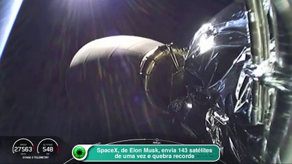 SpaceX, de Elon Musk, envia 143 satélites de uma vez e quebra recorde