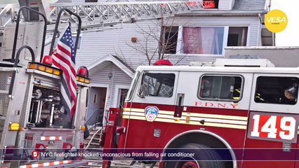 NYC firefighter knocked unconscious from falling air conditioner