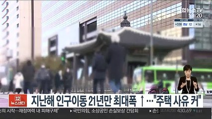 지난해 인구이동 21년만 최대폭 ↑…"주택 사유 커"