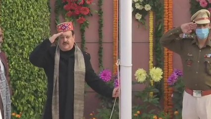JP Nadda hoists flag at BJP headquarters in Delhi