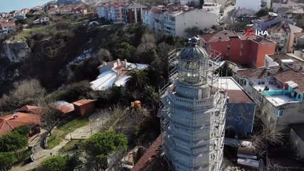 162 yıllık Şile Feneri'ndeki restorasyon çalışmaları görüntülendi