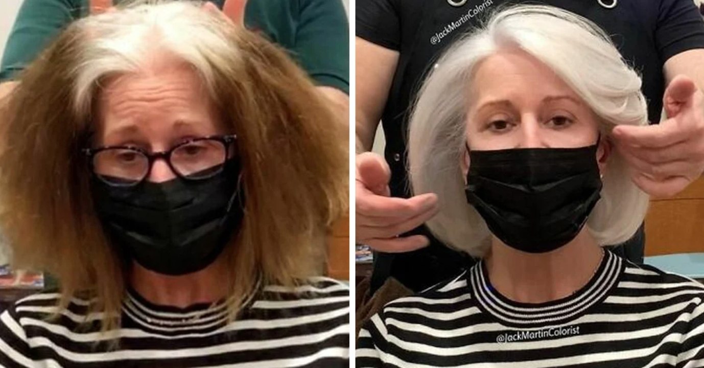 Plutôt que de teindre les racines grises de ses clients, ce coiffeur les met en valeur
