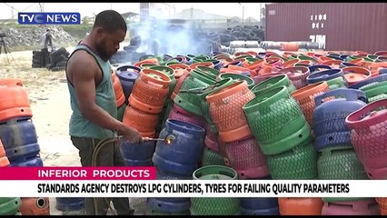 Standard agency destroys LPG cylinders, Tyres for failing quality parameters