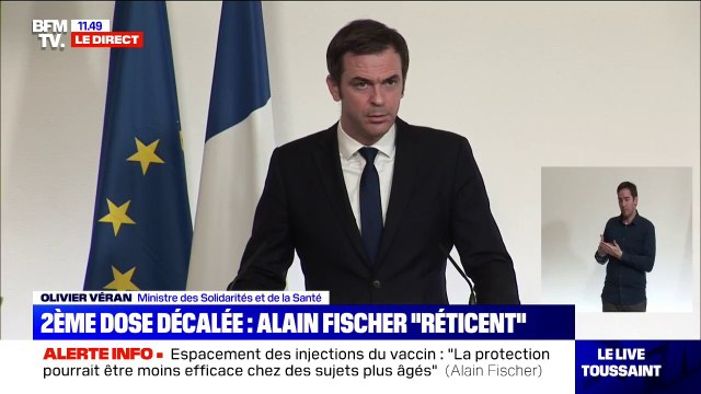 Olivier Véran: Nous ne touchons pas au délai entre les injections des deux doses du vaccin