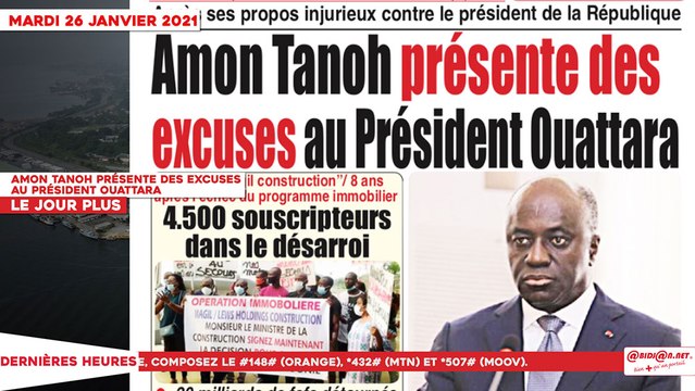 Le Titrologue du 26 Janvier 2021: Amon Tanoh présente des excuses au président Ouattara