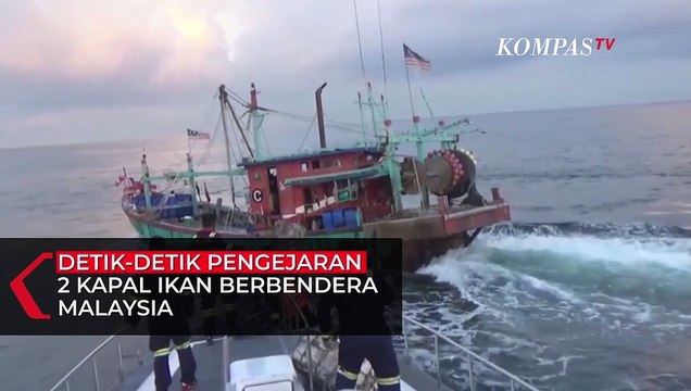 Momen Pengejaran 2 Kapal Ikan Malaysia lakukan Ilegal Fishing di Selat Malaka