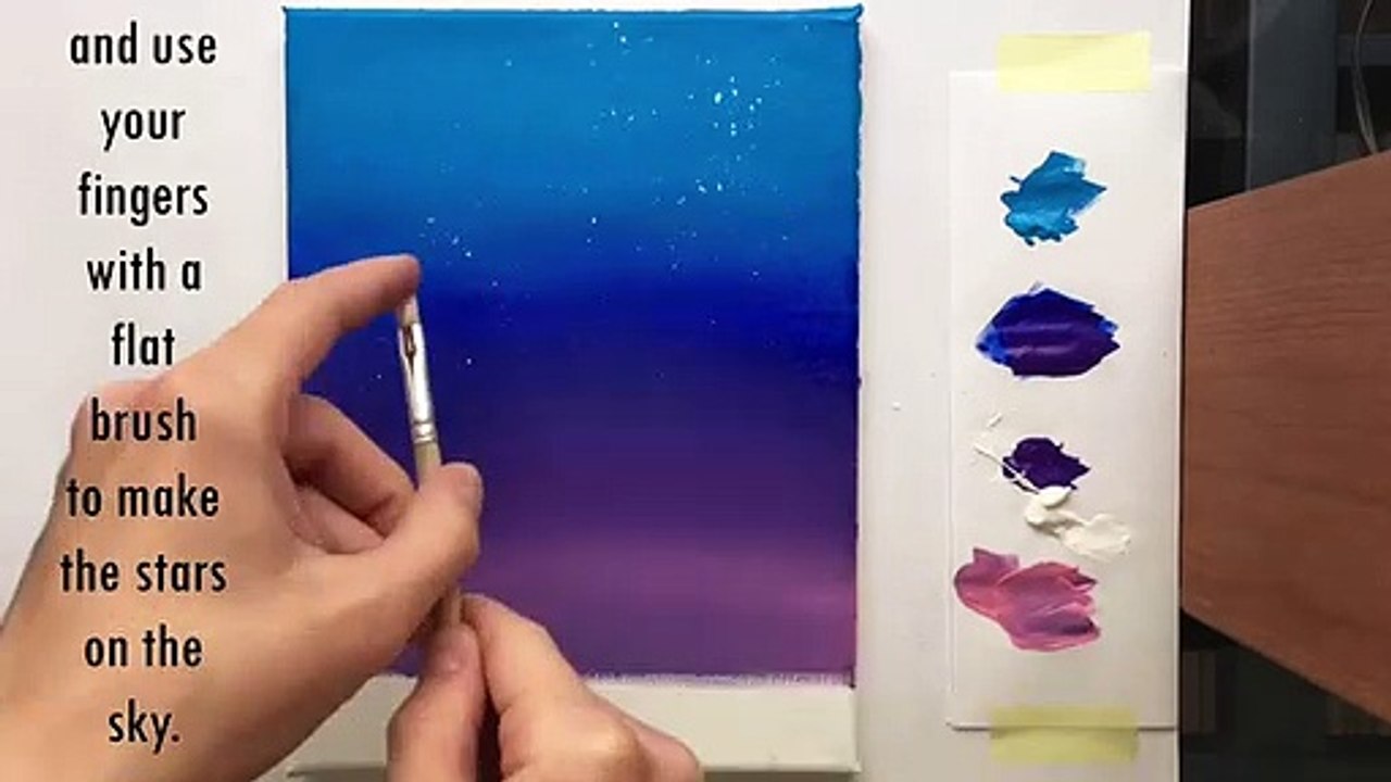 Night Sky  Acrylic Painting Tutorial for Beginners Step by Step  ( ENG SUB )