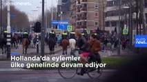 Hollanda'da İkinci Dünya Savaşı sonrası uygulanan ilk sokağa çıkma yasağında protestolar durmuyor