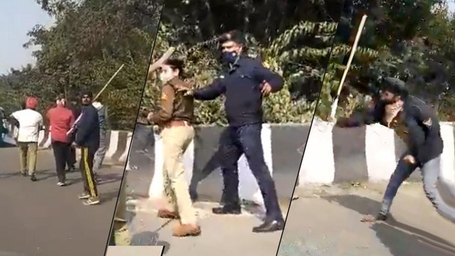 Farmers violent protest: Woman cop assaulted by agitators