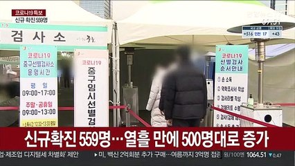 신규확진 559명…열흘 만에 500명대로 증가