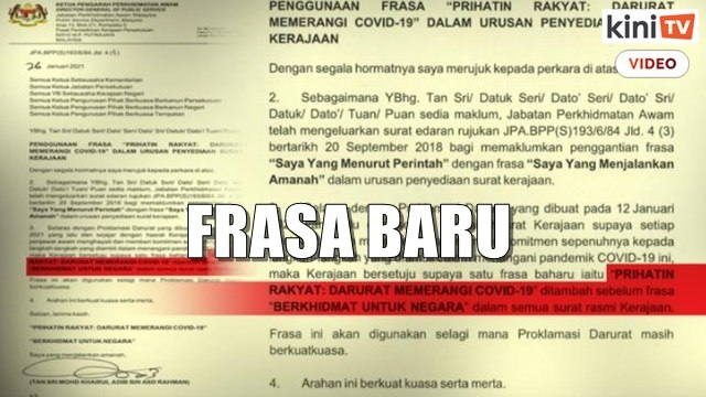 Surat rasmi kerajaan wajib guna ‘Prihatin Rakyat_ Darurat Memerangi Covid-19'