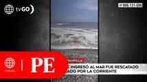 Falso tablista que ingresó al mar fue rescatado al ser arrastrado por olas | Primera Edición
