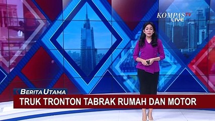 Pengendara Motor Luka-luka Akibat Truk Tronton Tabrak Rumah Dan Motor Milik Warga