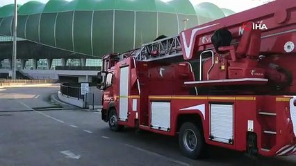 Maç öncesi Timsah Arena’da korkutan yangın