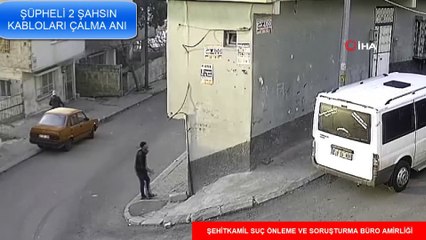 Kablo hırsızları önce kameralara sonra polise yakalandı