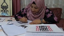 معلمة فلسطينية تشق طريقها نحو التميز بإتقانها كتابة الخطوط العربية