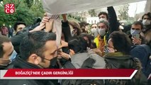 Boğaziçili öğrencilerin rektörlük önündeki protesto alanına özel güvenlik müdahalesi