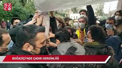 Descargar video: Boğaziçili öğrencilerin rektörlük önündeki protesto alanına özel güvenlik müdahalesi