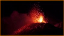Colorful explosions from Mount Etna light up night sky