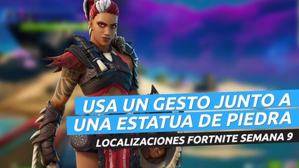Usa un gesto junto a estatuas de piedra en Fortnite semana 9 (localización)