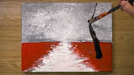 Red Acrylic Painting Technique Walking In The Rain