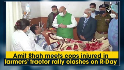 गणतंत्र दिवस पर किसान ट्रैक्टर रैली में घायल हुए जवानों से मिले गृह मंत्री अमित शाह
