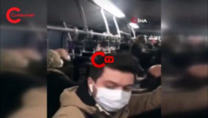 Metrobüste tekmeli yumruklu kavga kamerada