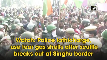 Watch: Police lathicharge, use tear gas shells after scuffle breaks out at Singhu border