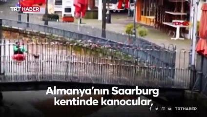 Almanya'da sel sularında rafting yaptılar