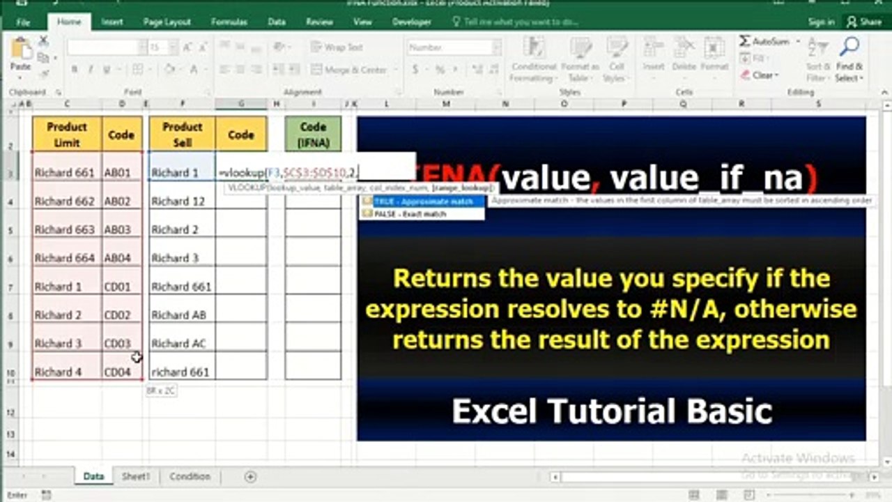 34 IFNA Function Excel Tutorial Basic