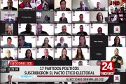 Elecciones 2021: Diecisiete partidos políticos se suscribieron el Pacto Ético Electoral