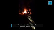 Noche de descontrol en 45 y 122: quemaron vagones de tren