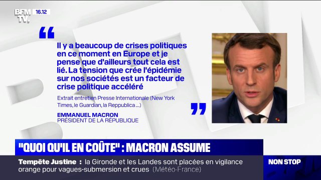 Emmanuel Macron à la presse internationale: La tension que crée l'épidémie sur nos sociétés est un facteur de crises politiques accélérées