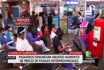 Precio de pasajes al interior del país subió a pocas horas de cuarentena