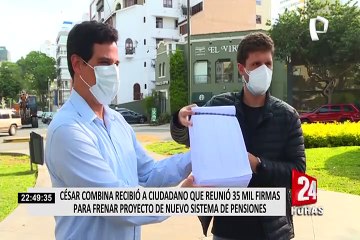 Cesar Combina recibió a joven que reunió más de 30 mil firmas para frenar proyecto de sistema de pensiones