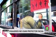 Pasajeros del transporte público no respetan uso de careta facial ni distanciamiento social