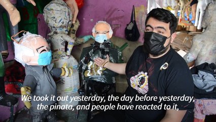 Mexican piñata workshop recreates viral Sanders meme