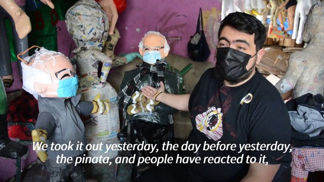Mexican piñata workshop recreates viral Sanders meme